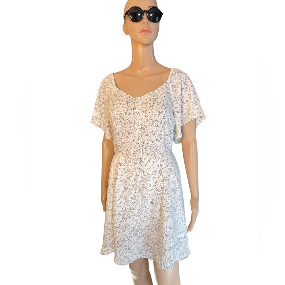 NWT sienna sky white black polka dot mini fit and flare dress size medium